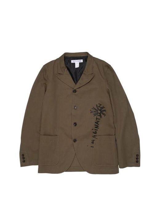 Comme des Garçons Brown Blouse À Imprimé Graphique Et Revers Crantés for men