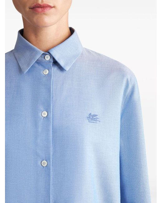 Camicia con ricamo Pegaso di Etro in Blue
