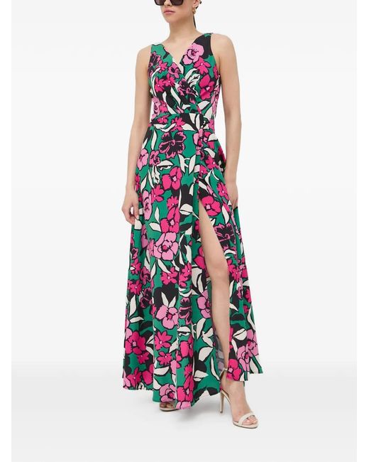 Morgan White V-Neck Floral-Print Maxi Dress