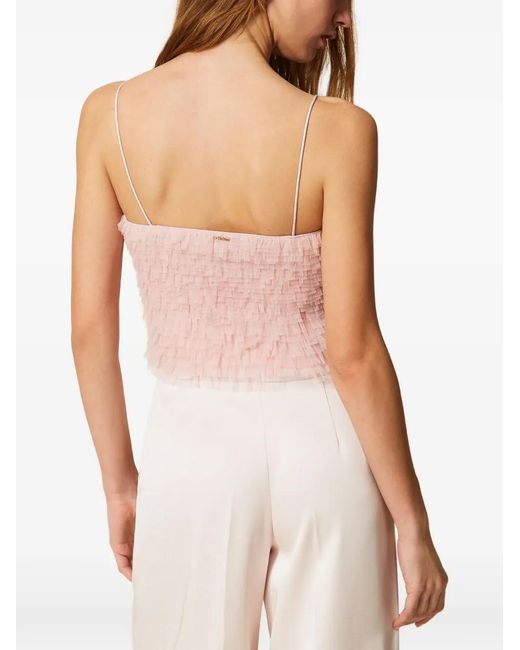 Twinset Pink Ruffle-Detail Top