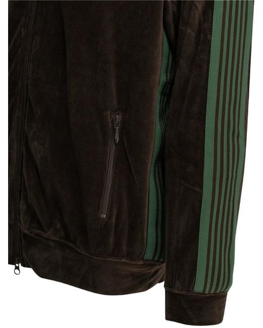 Needles Black Track Side-Stripe Zip-Up Cotton Sweatshirt for men