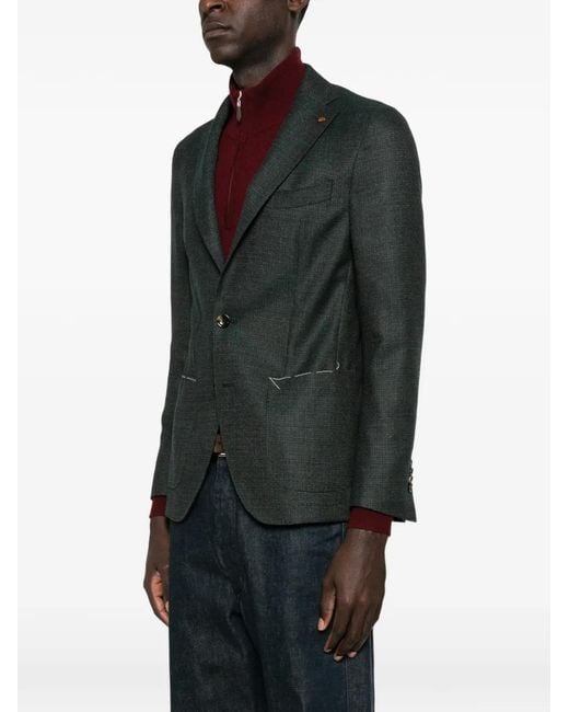 Latorre Green Notched-Lapel Single-Breasted Blazer for men