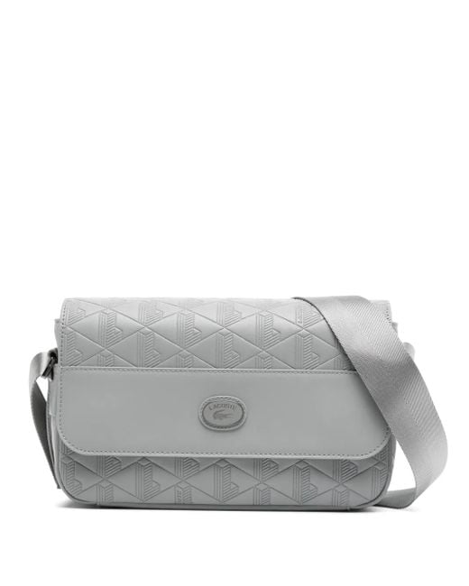 メンズ Lacoste Nomogramme レザーフラップ バッグ Gray