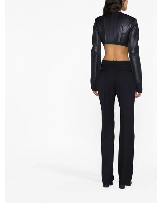 Balmain Blue Cropped Faux-Leather Jacket