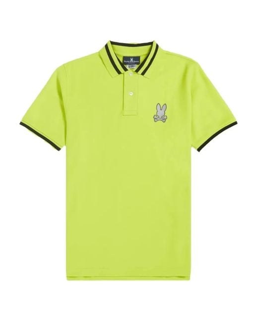 Psycho Bunny Yellow Rushup Embroidered-Skull Polo Shirt for men
