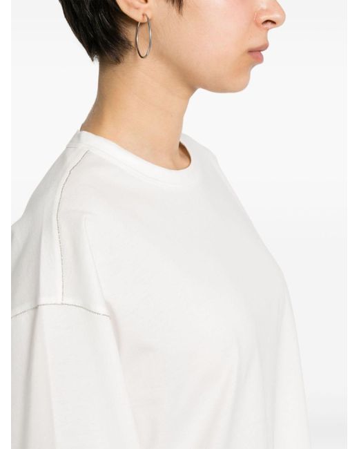 Fabiana Filippi T-shirt Met Kettingdetail in het White