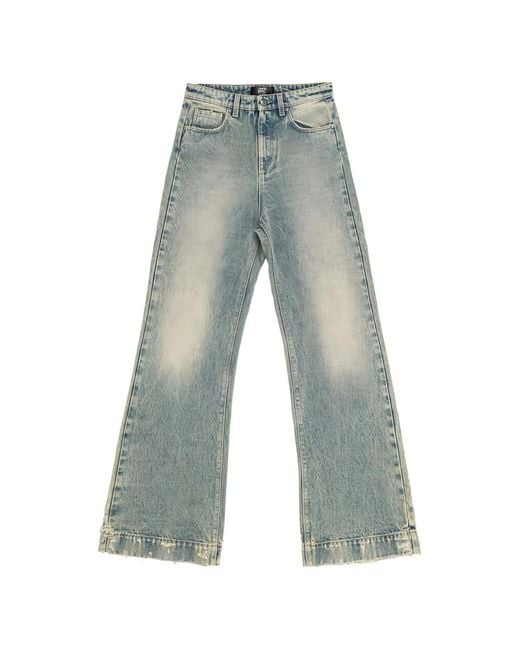 HTC Blue Stonewashed Flared Jeans