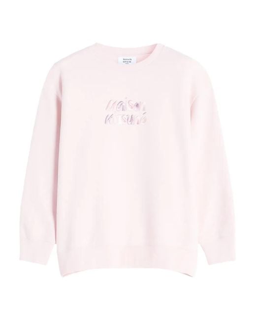 Maison Kitsuné Pink Embroidered-Logo Sweatshirt