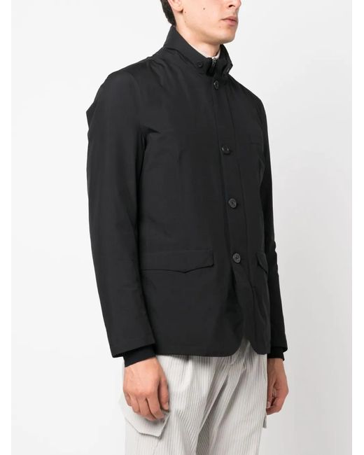 Herno Black Funnel-Neck Padded Jacket for men