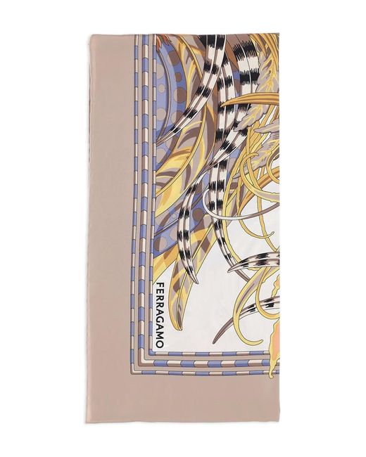 Ferragamo Multicolor Rooster-Printed Square Scarf