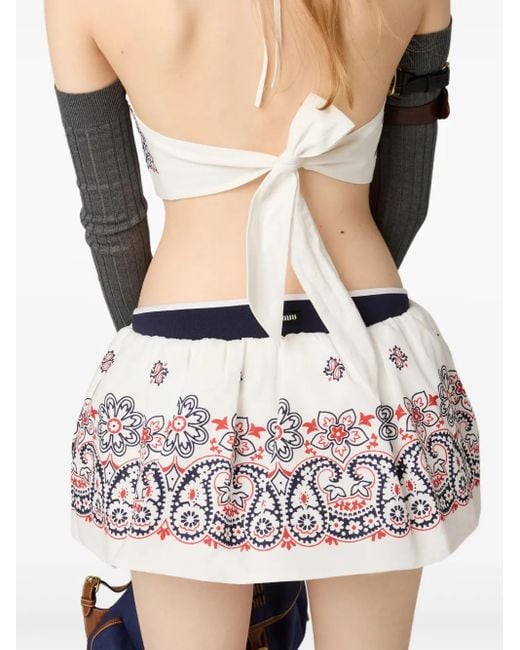 Miu Miu White Cropped-Top Mit Paisleymuster