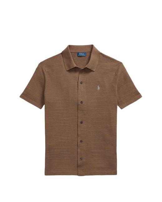 Polo Ralph Lauren Brown Logo-Embroidered Textured Shirt for men