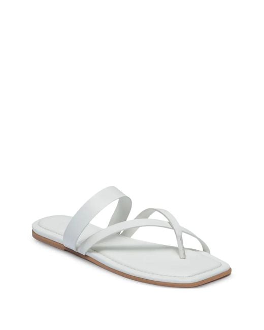 Bernardo White Ocana Toe-Ring Thong Flat Sandals