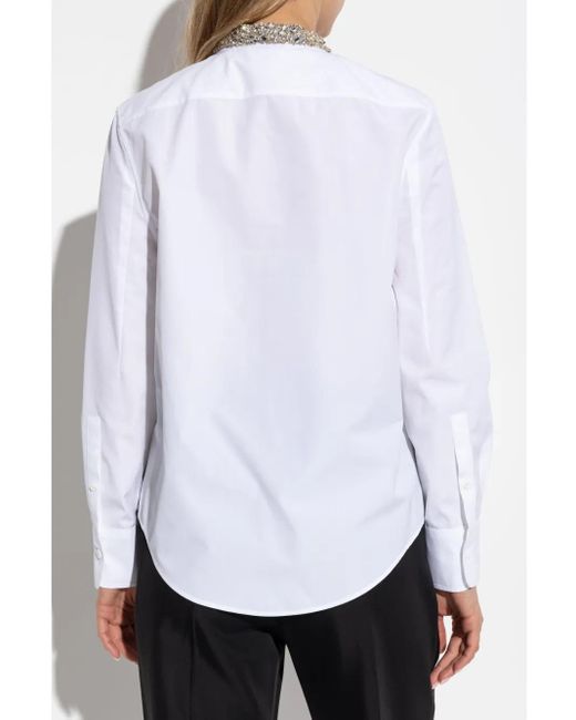 McQueen White Crystal-Embellished Cotton Shirt