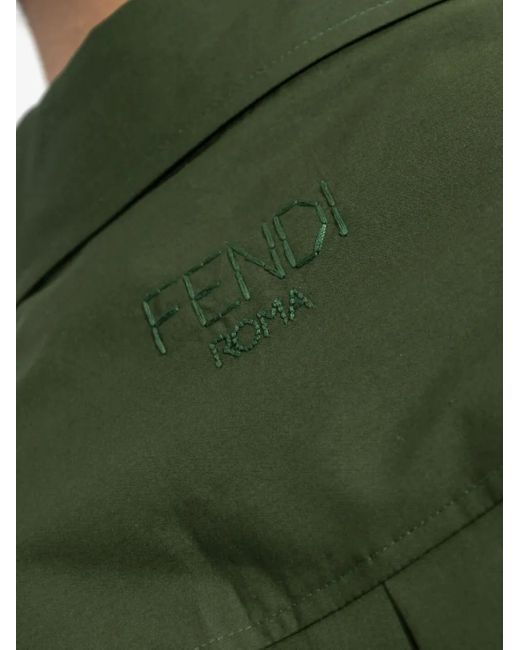 Fendi Green Embroidered Shirt for men