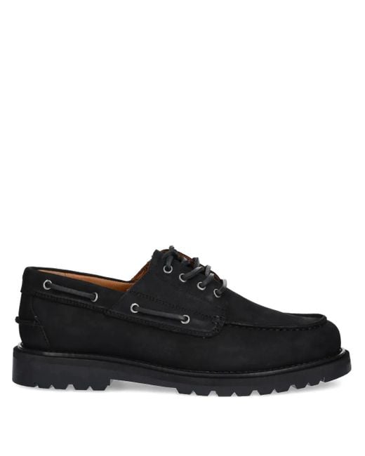 Vagabond Black Leather Boat Shoes for men