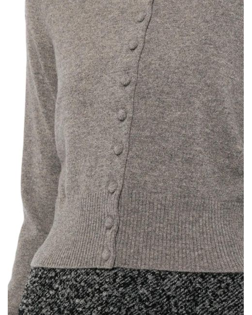 N.Peal Cashmere Gray Covered-Button Cashmere Cardigan