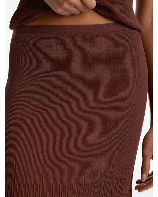 12 STOREEZ Brown Elastic-Waist Pleated Skirt