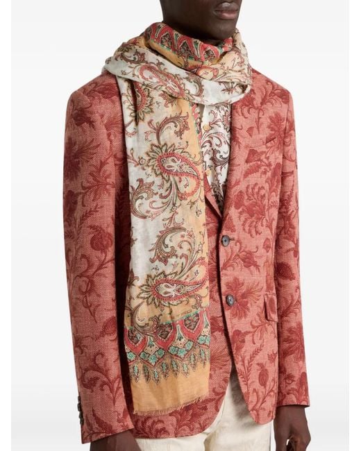 Etro Natural Floral Paisley Scarf for men