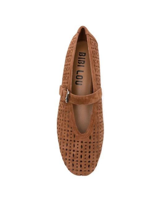 Bibi Lou Brown Maia Cutout Flat Pumps