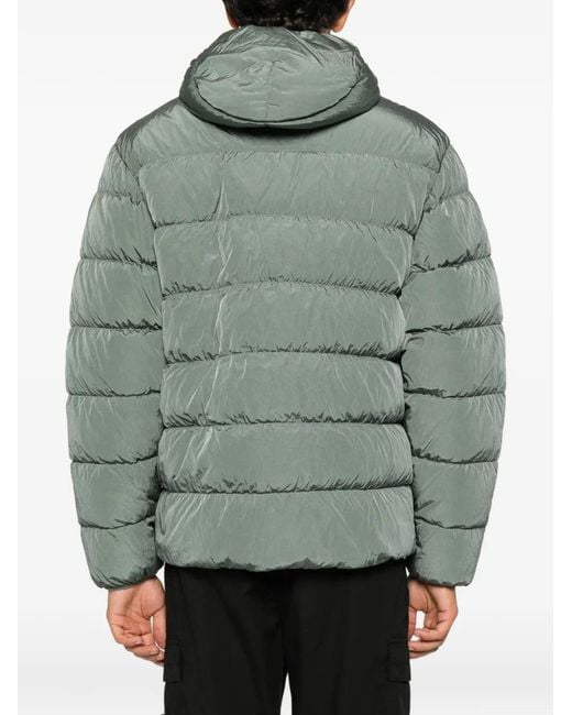 C P Company Green Quilted Hooded Jacket for men