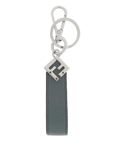 Fendi White Logo Detail Keyring for men