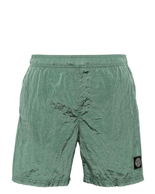 Stone Island Green Compass-patch Swim Shorts for men