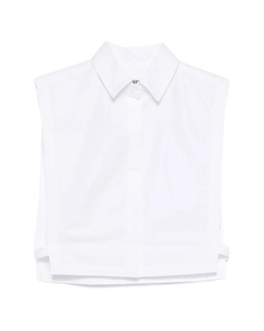 Lutz Huelle White Fragment Cropped Sleeveless Shirt