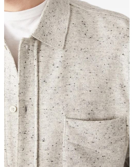 Officine Generale White Marl-Knit Button-Up Sweater for men