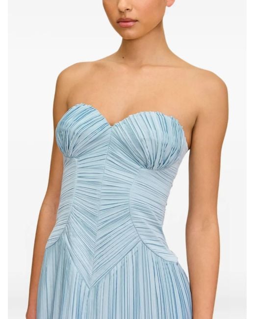 Cult Gaia Blue Ashika Ruched Pleated Midi Dress