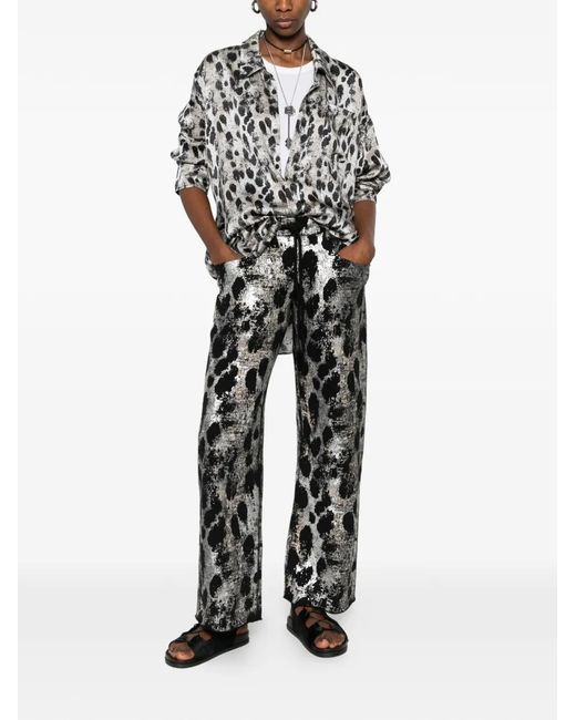 R13 Black Leopard-Print Sweatpants