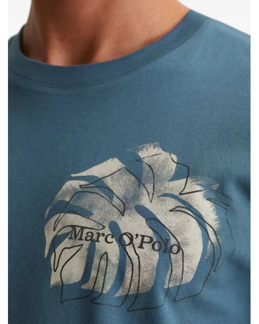 Marc O' Polo Blue Leaf-Print T-Shirt for men