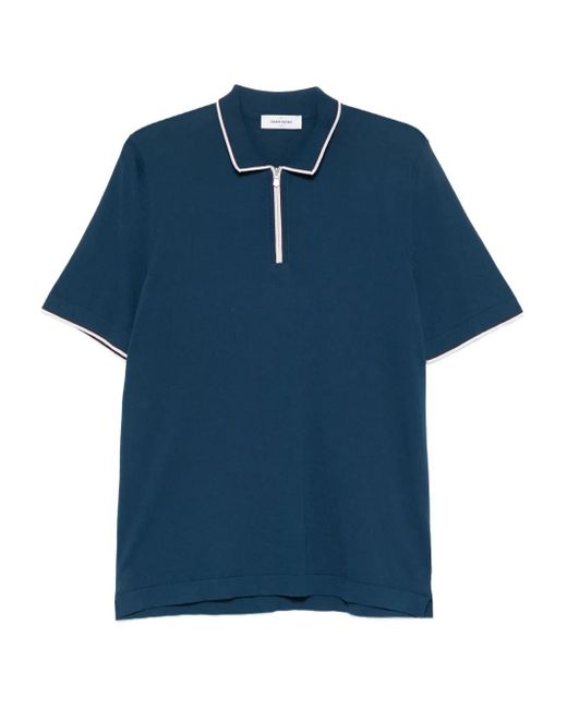 メンズ Gran Sasso ジップネック ポロシャツ Blue