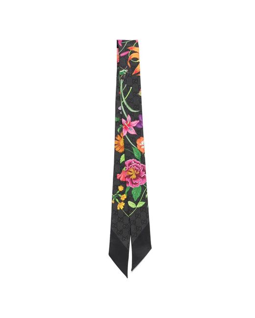 Gucci White Gg Flora Silk Scarf