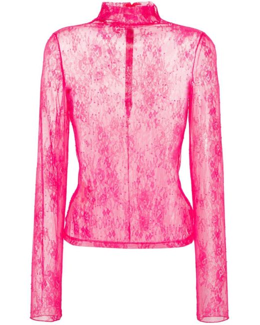 Pinko Pink Traminer Floral-lace Top