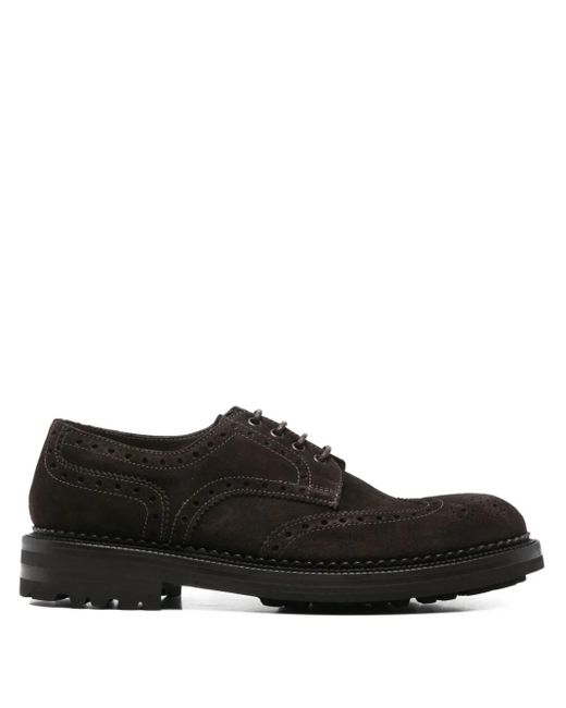 Green George Black Suede Derby Shoes for men