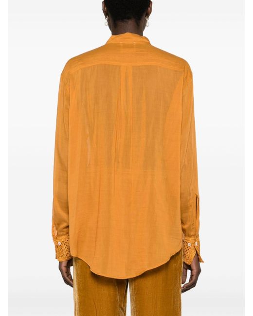 Forte Forte Orange Crochet-detail Long-sleeve Shirt