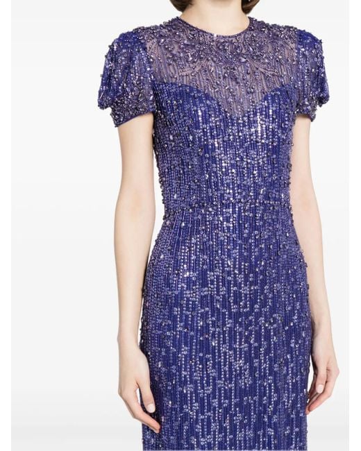 Jenny Packham Purple Aster Abendkleid Mit Pailletten