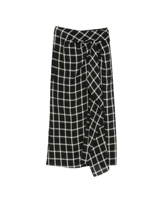 Erdem Black Check-Pattern Midi Skirt