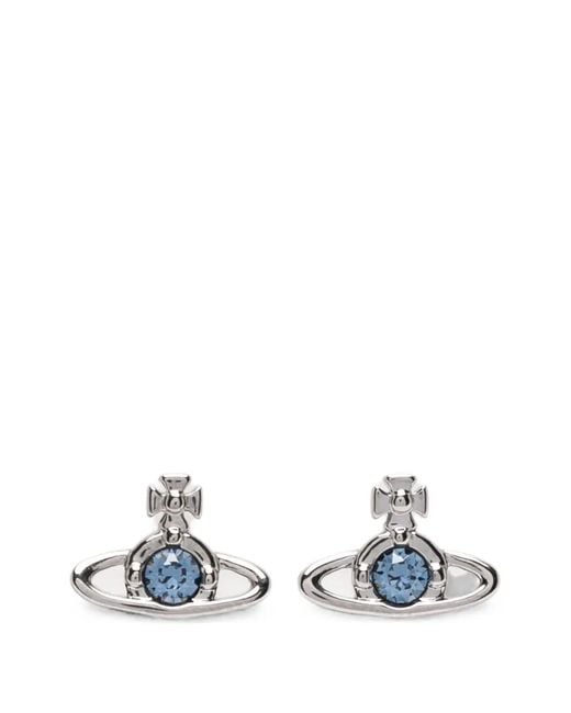 Vivienne Westwood White Nano Solitaire Orb Earrings