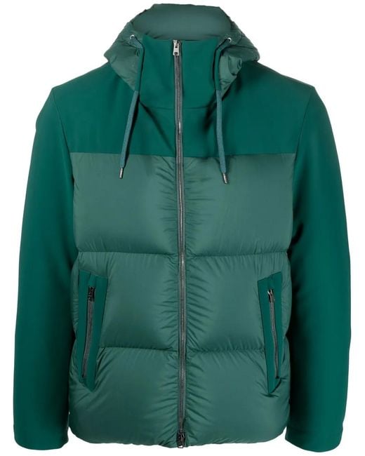 Herno Green Padded Hooded Down Jacket for men