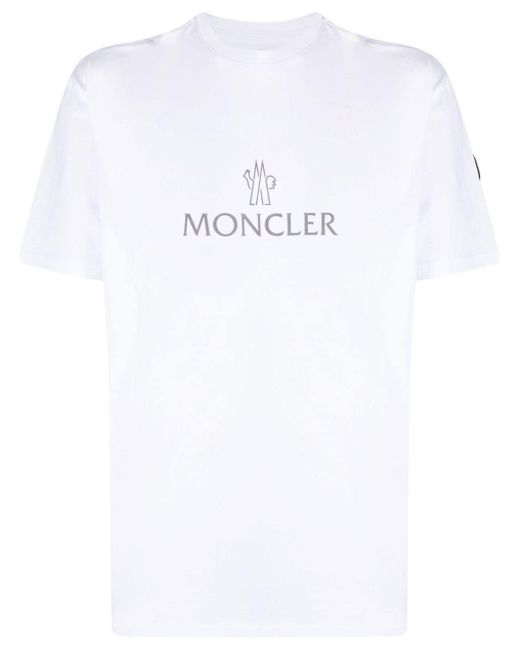 Moncler White Logo-print Cotton T-shirt for men