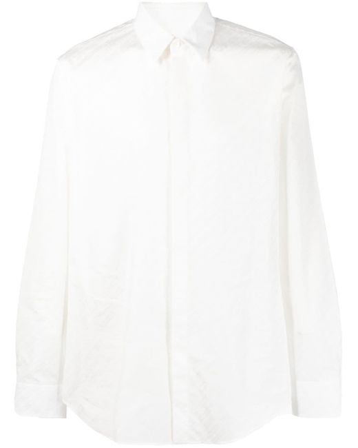 Fendi White O'lock Motif Cotton Shirt for men