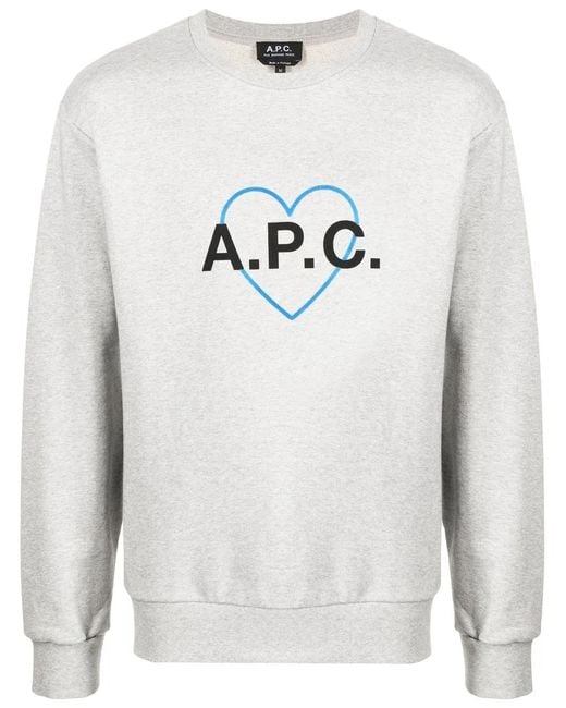 A.P.C. Sweater Met Logoprint in het Gray voor heren
