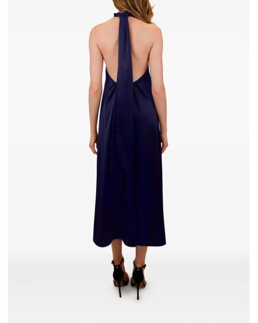 Azeeza Blue Meera High-Neck Midi Dress