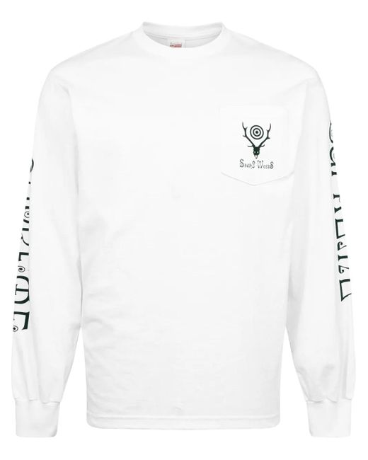 Supreme White X South2 West8 Long-Sleeve T-Shirt