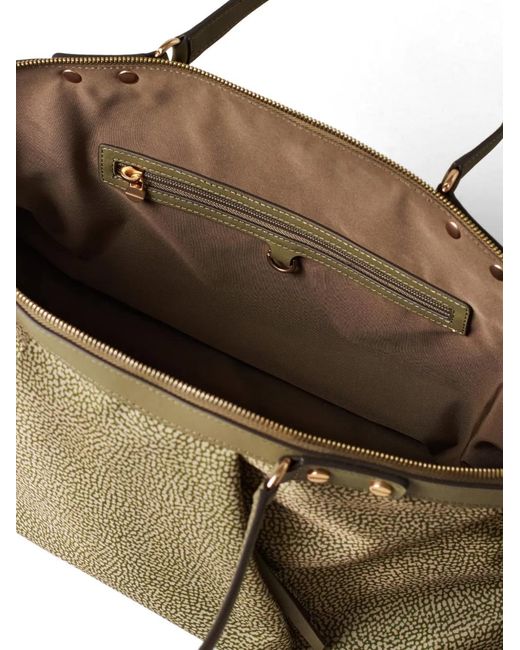 Borbonese Green Medium Frame Print Tote Bag