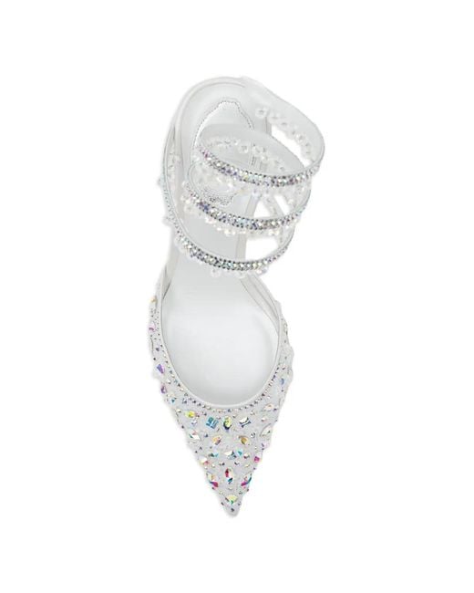 Rene Caovilla White 80Mm Crystal-Embellished Pumps