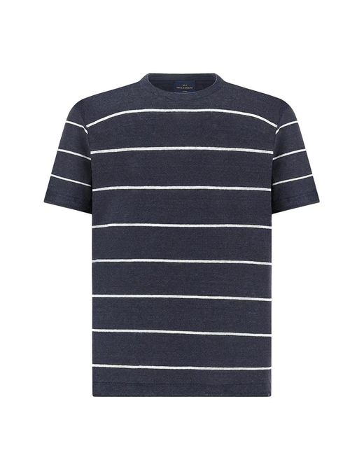 Paul & Shark Blue Striped Jersey T-Shirt for men
