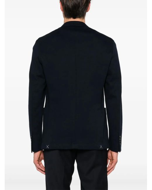 Peserico Blue Single-Breasted Cotton Blazer for men